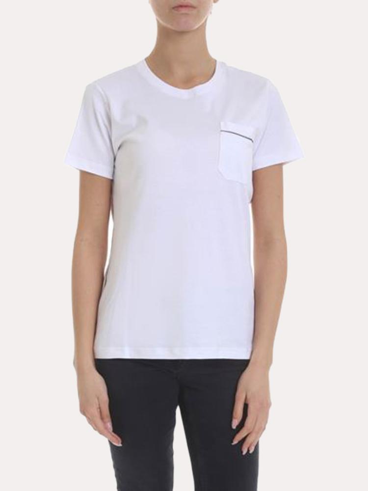 Eleventy Women's Round Neck Tee With Pocket - Saint Bernard