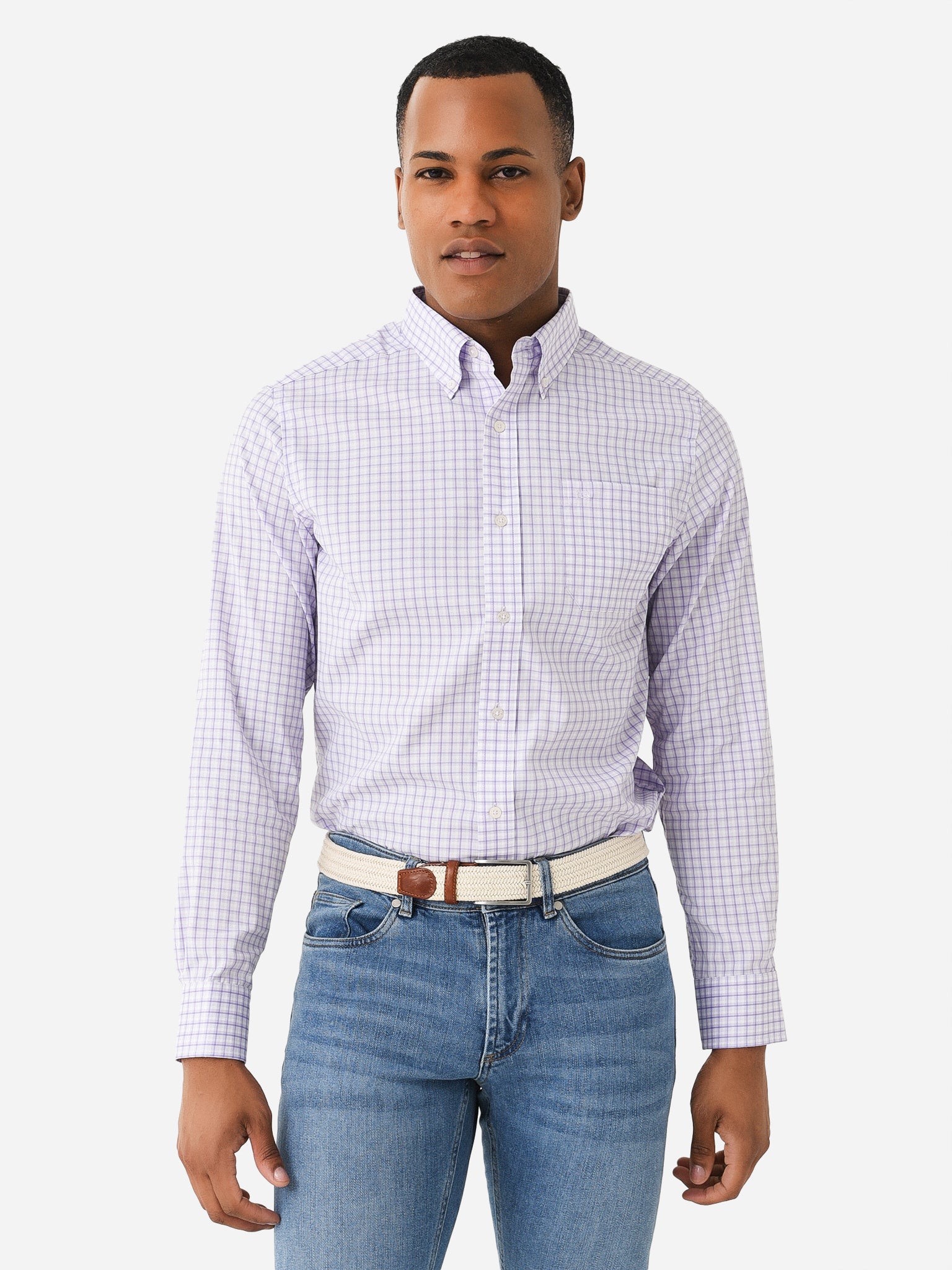 Southern Tide Men's Brrr° Skycrest Plaid Intercoastal Sport Shirt - Saint Bernard