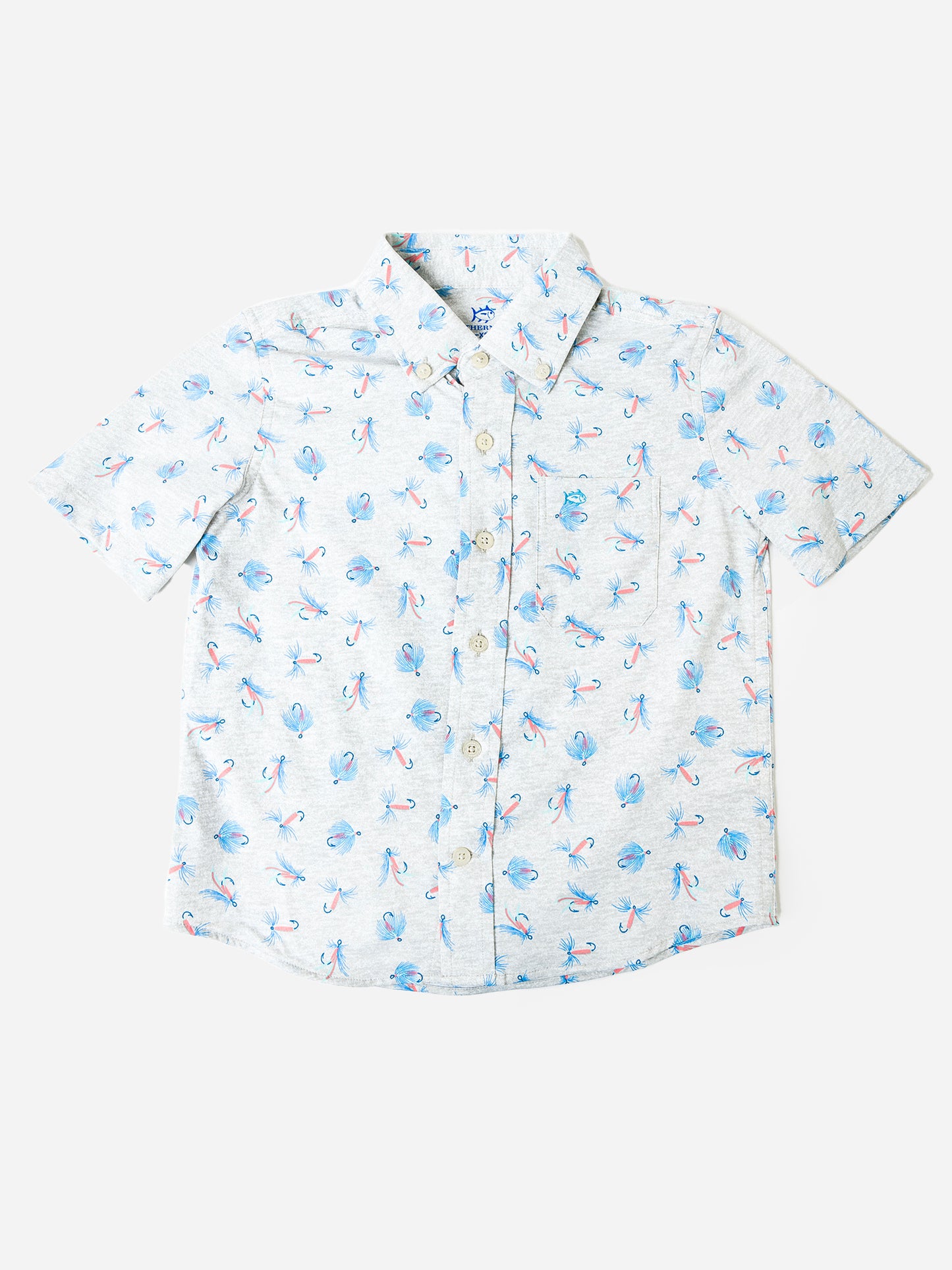 Southern Tide Boys' Guy With Allure Intercoastal Short Sleeve Button-Down Shirt