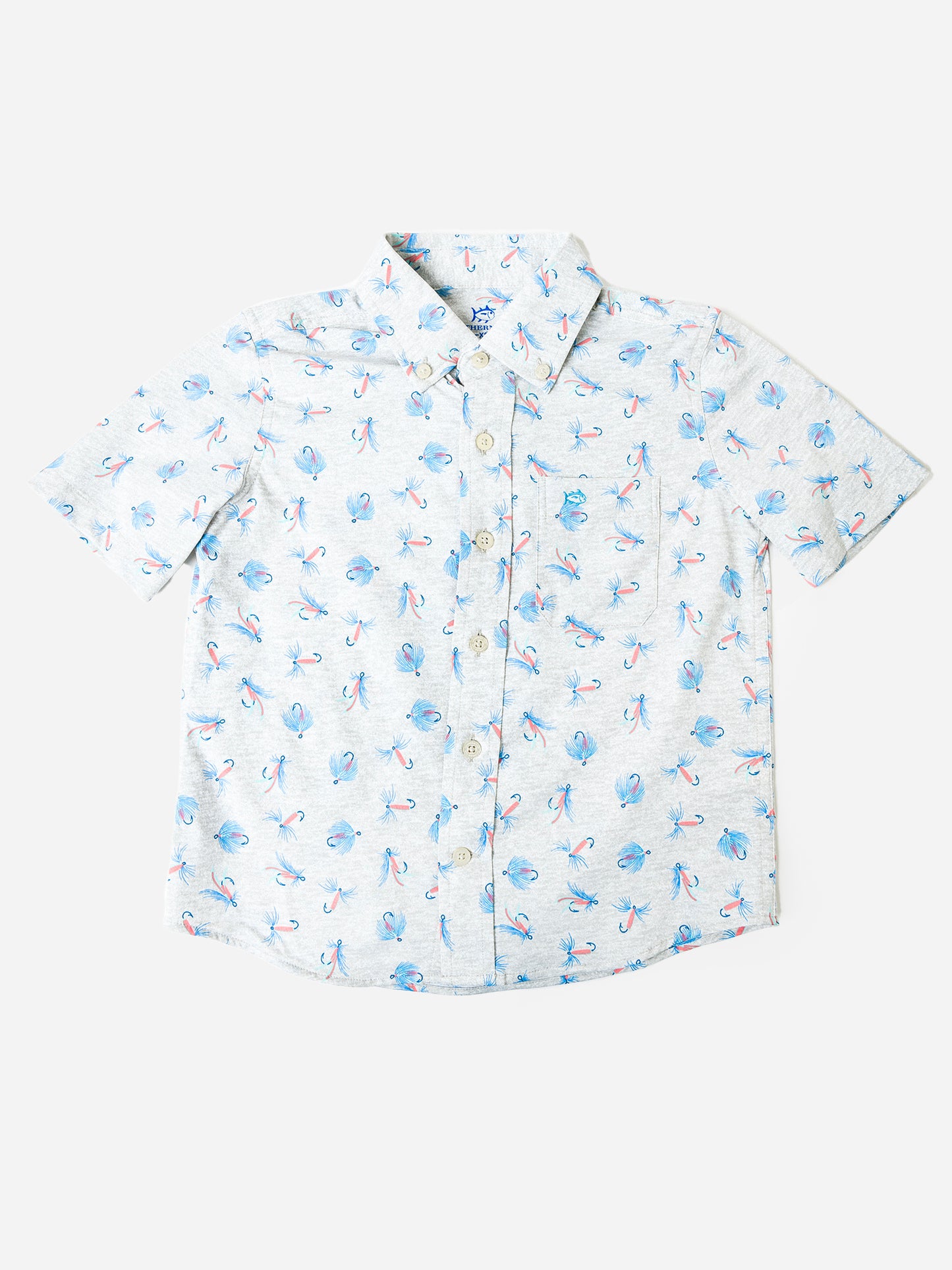 Southern Tide Boys' Guy With Allure Intercoastal Short Sleeve Button-Down Shirt - Saint Bernard
