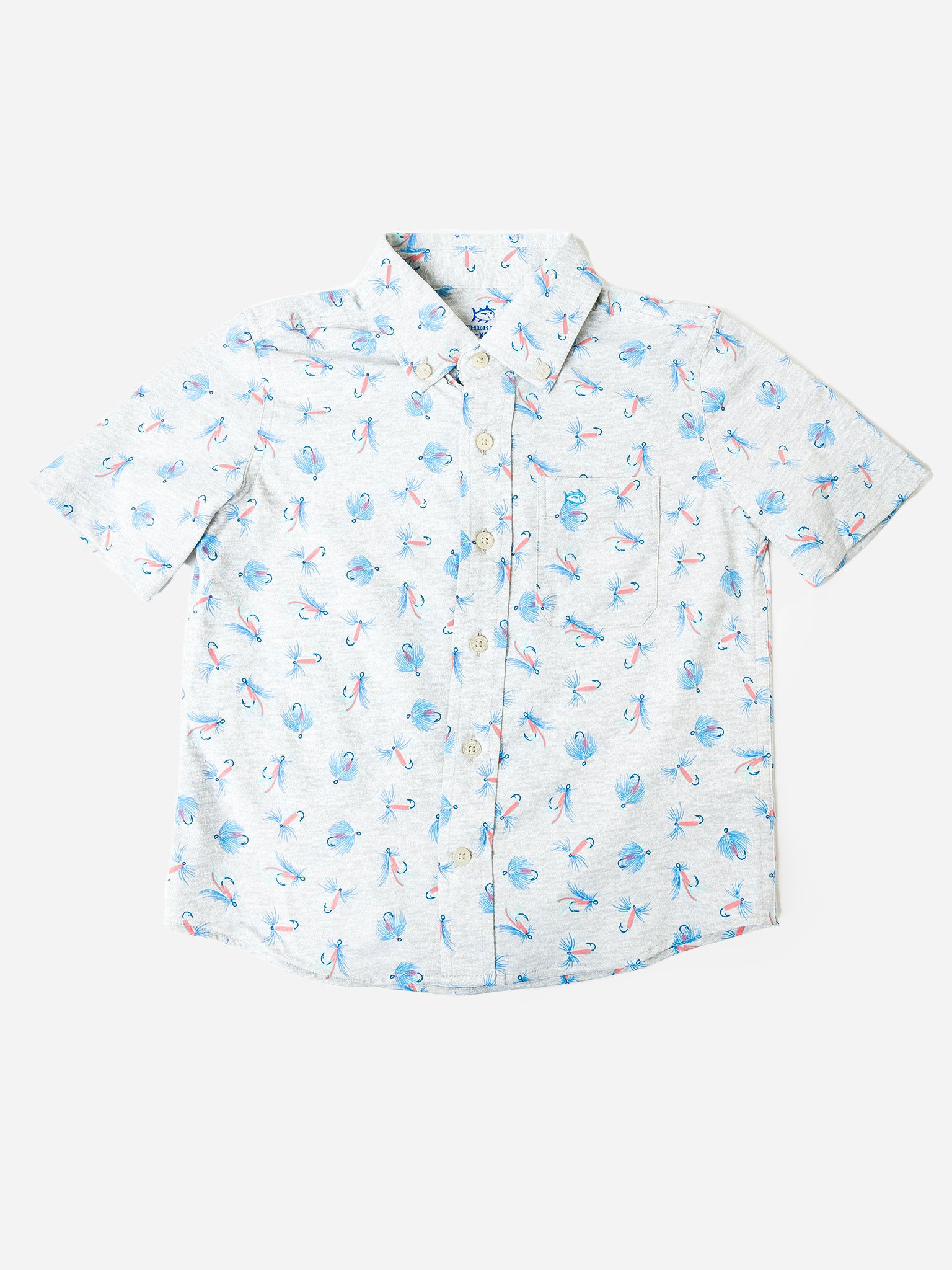 Southern Tide Boys' Guy With Allure Intercoastal Short Sleeve Button-Down Shirt - Saint Bernard