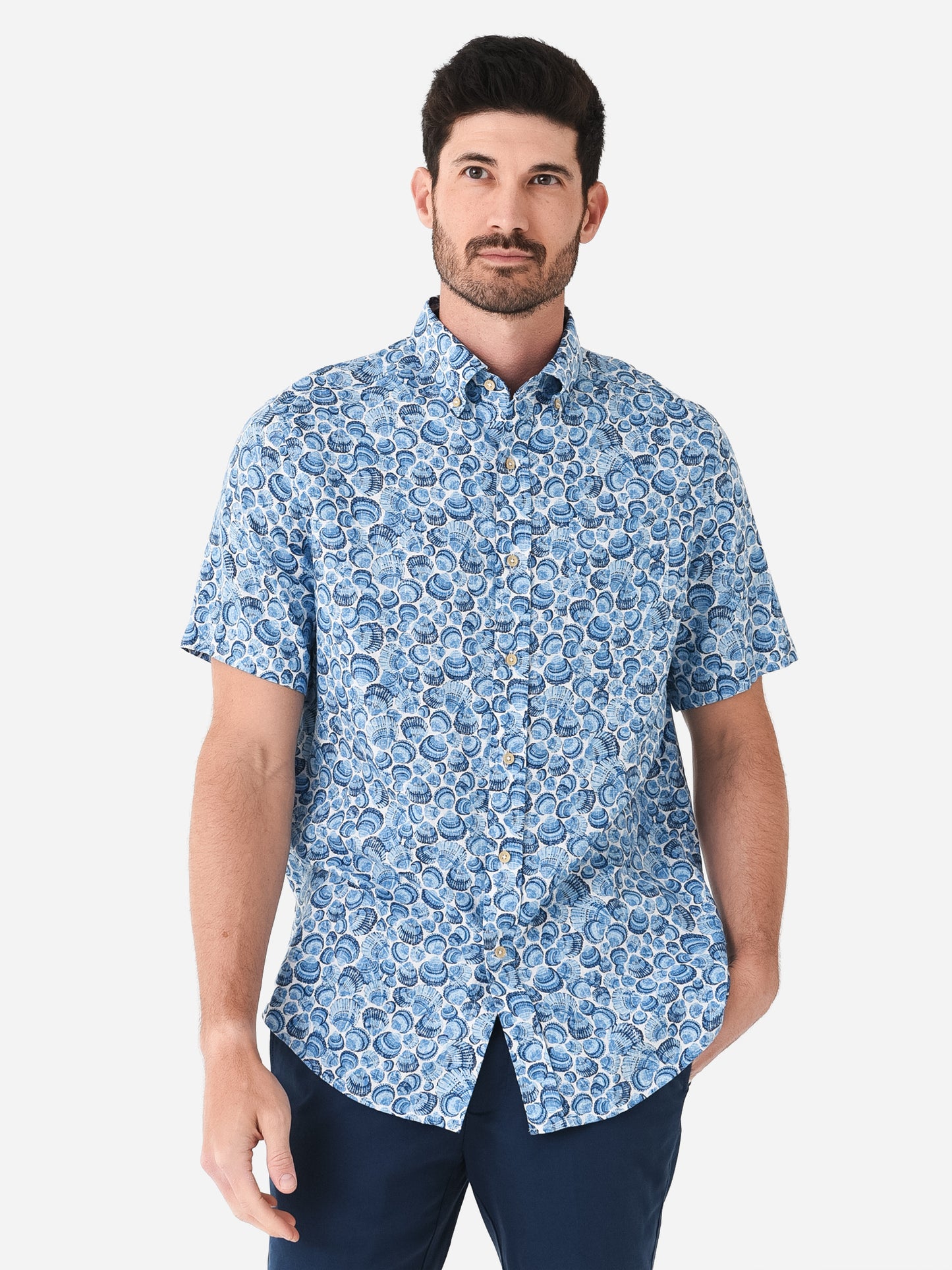 Southern Tide Men's Sunday Shellies Short Sleeve Button-Down Shirt - Saint Bernard