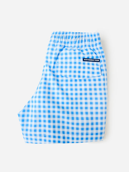 Southern Tide Boys' Baldwin Gingham Printed Swim Trunk