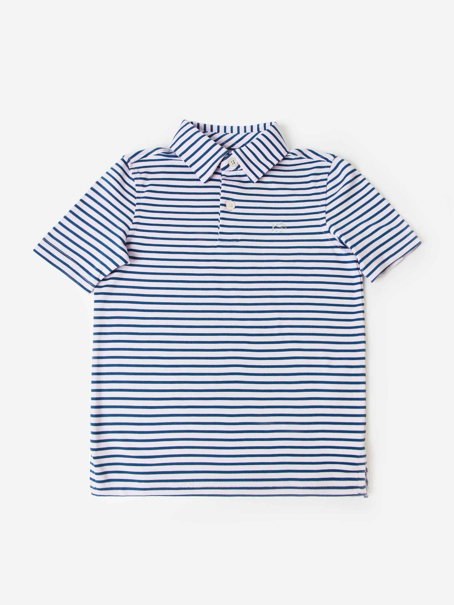 Southern Tide Boys' Ryder Heather Marin Stripe Performance Polo - Saint Bernard