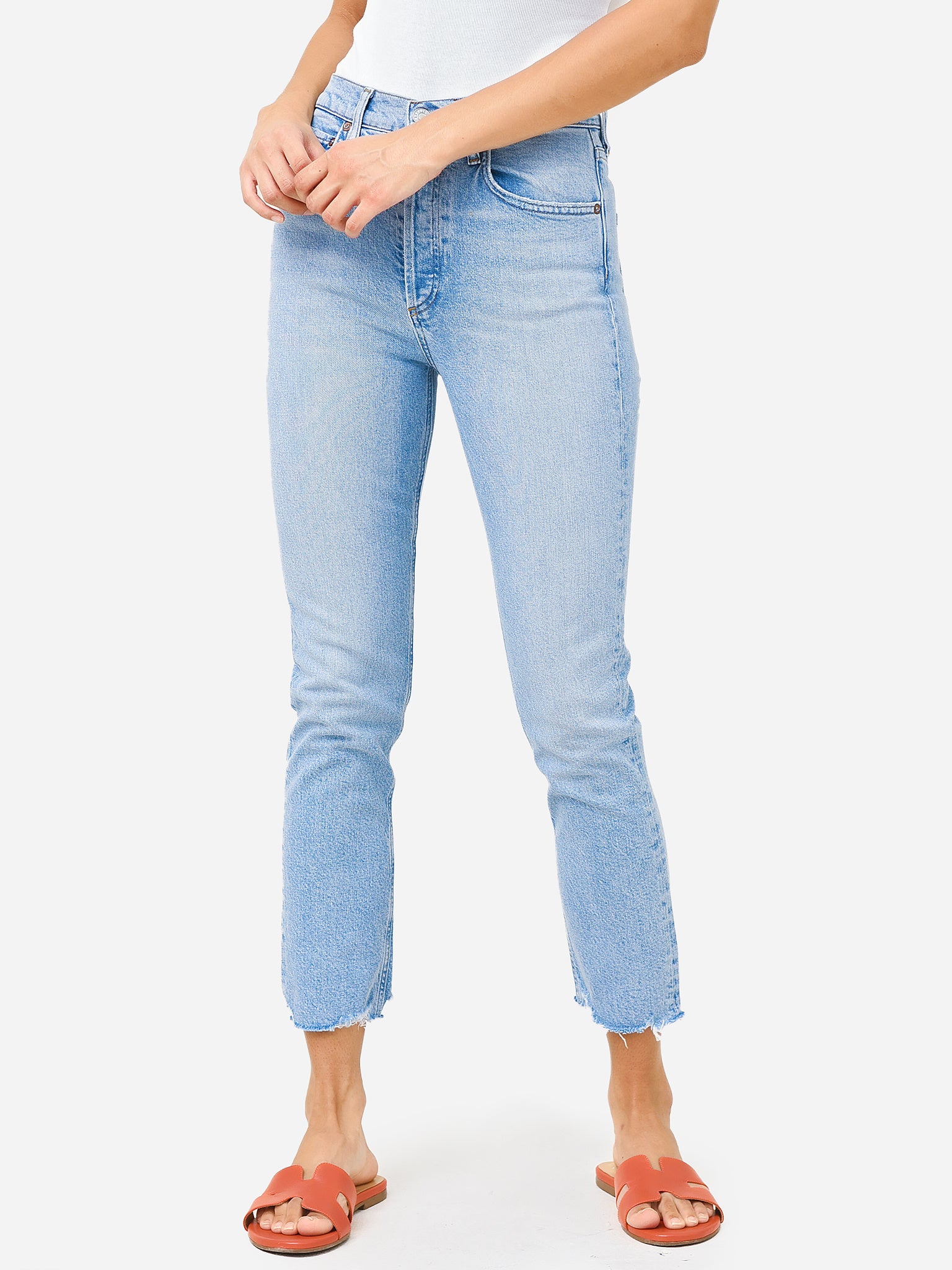 Agolde Women's Riley High Rise Straight Crop Jean - Saint Bernard