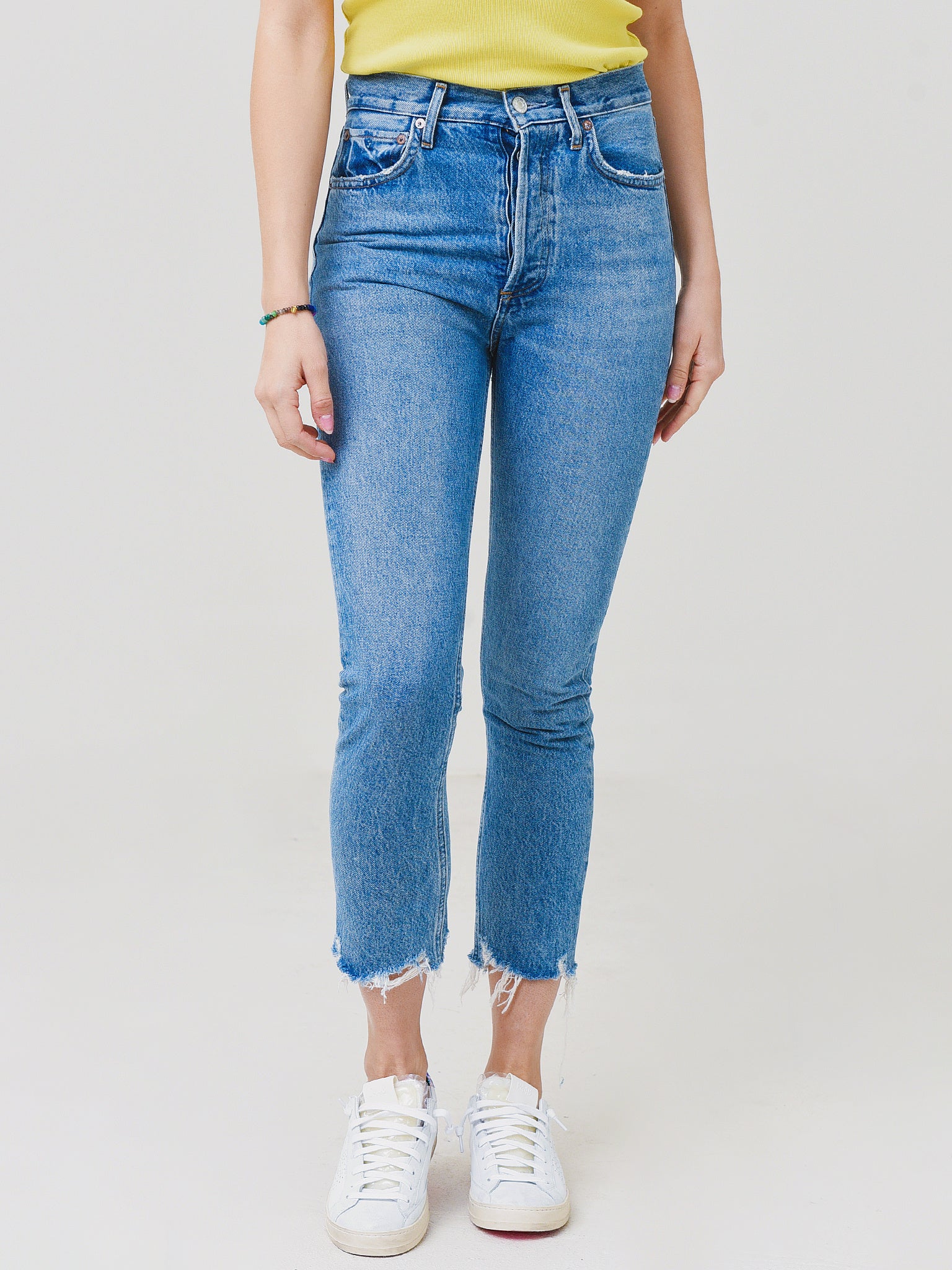 Agolde Women's Riley High Rise Straight Crop Jean - Saint Bernard