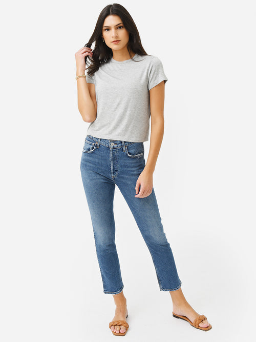 Agolde Women's Riley High Rise Straight Crop Jean