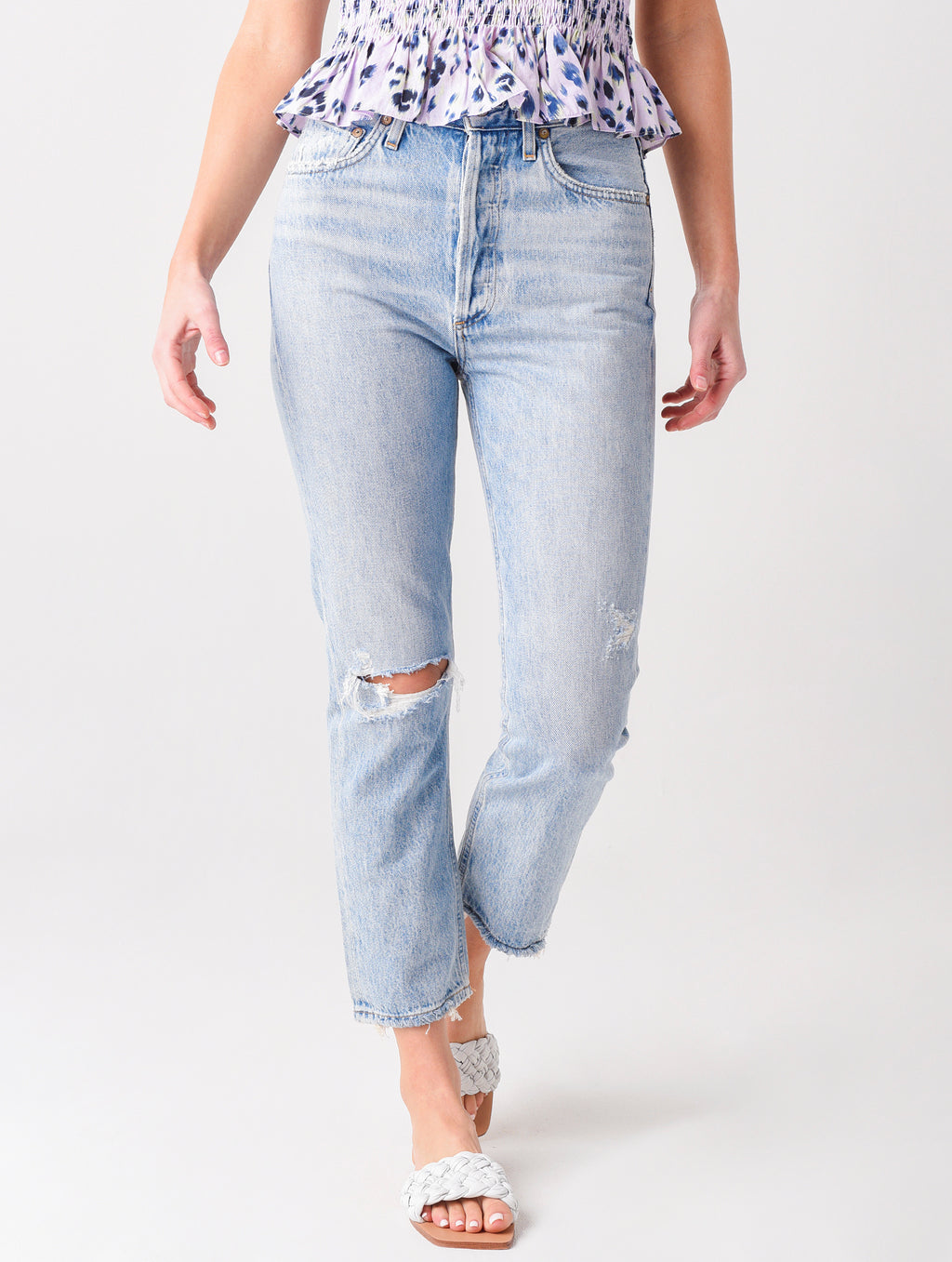 Agolde Riley Hi Rise Straight Crop Jean - Saint Bernard