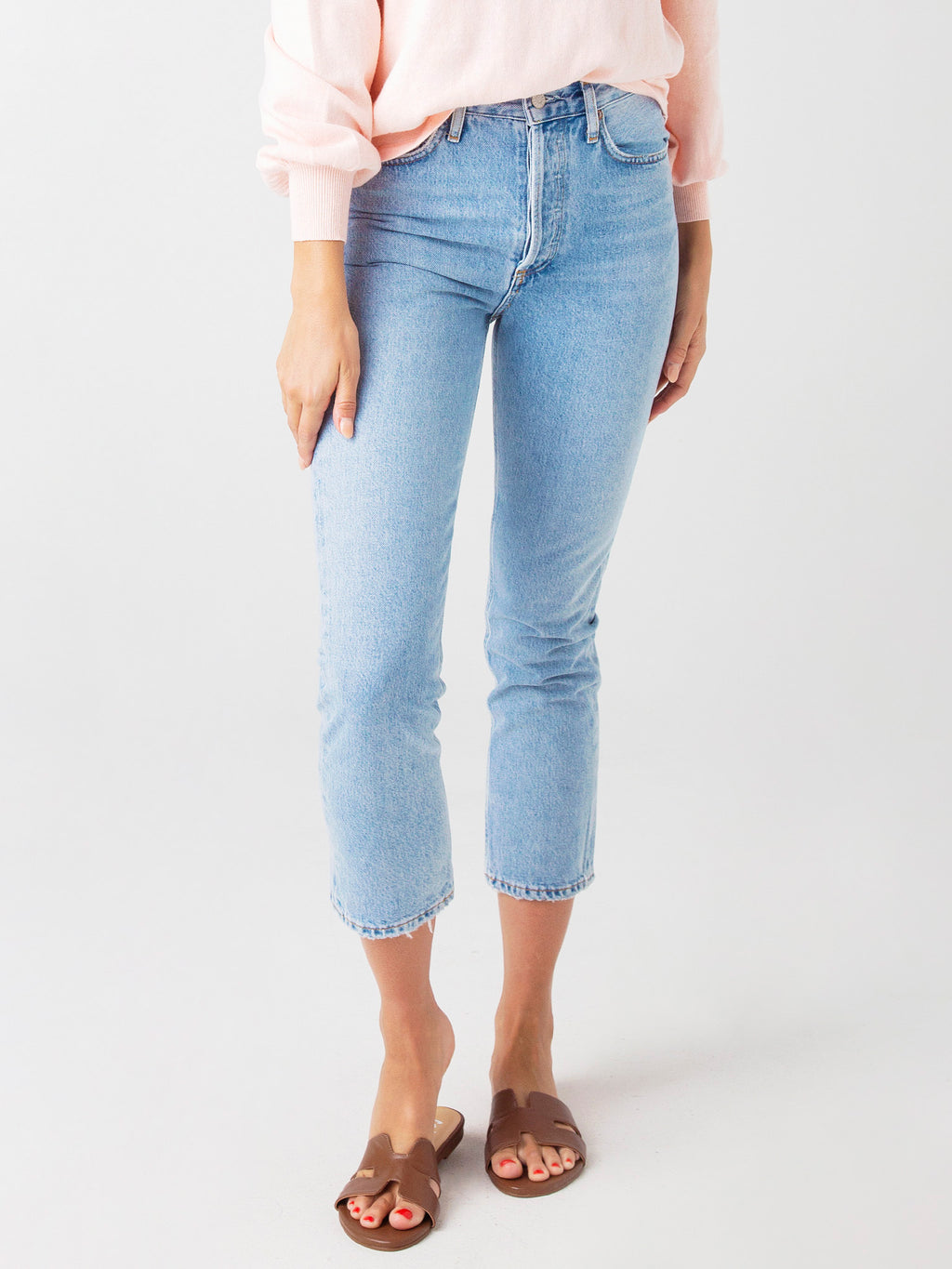 Agolde Women's Riley High Rise Straight Crop in Dimension - Saint Bernard