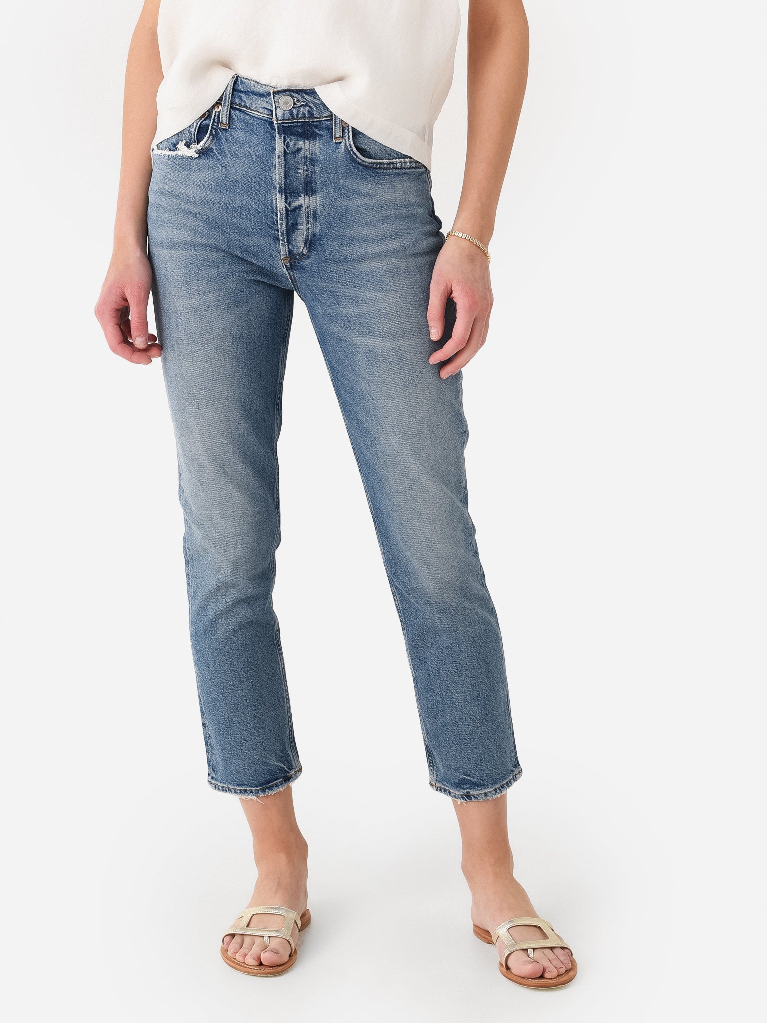 HUDSON Women's Riley Luxe Crop Raw Hem Jeans - Relaxed Boyfriend Fit, 9" Rise, 26" Inseam