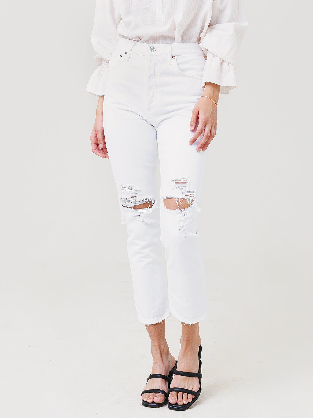 Agolde Women's Riley High Rise Straight Crop Jean - Saint Bernard