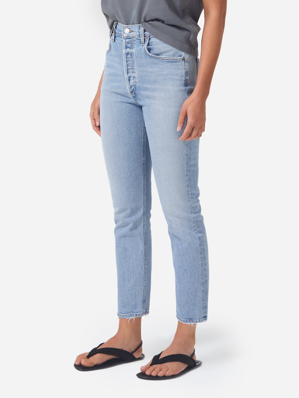 Agolde Women's Riley High Rise Straight Crop Jean - Saint Bernard