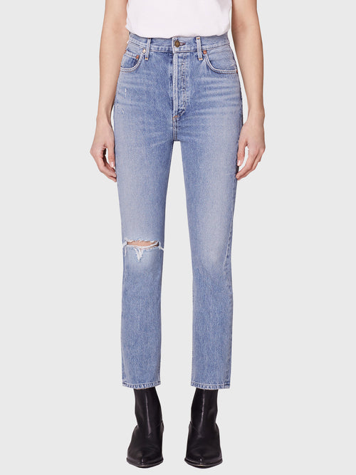 Agolde Women's Riley High-Rise Straight Crop Jean