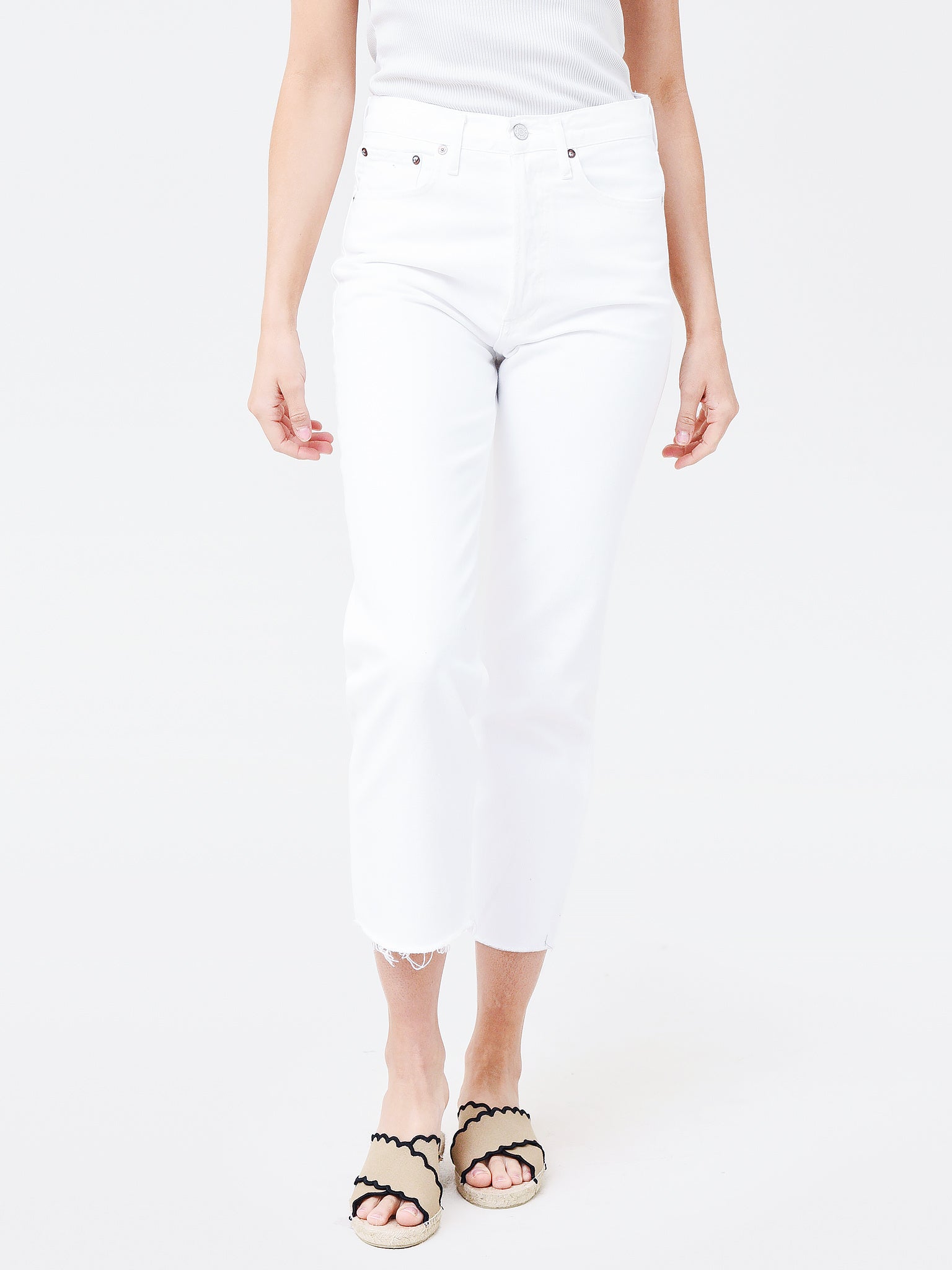 Agolde Women's 90s Crop Mid Rise Loose Fit Jean - Saint Bernard