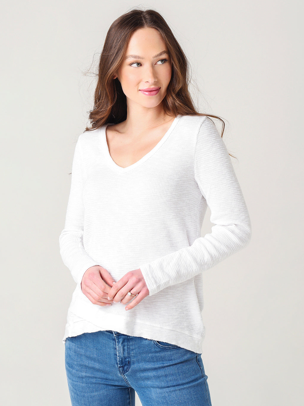 Dylan Women's Asymmetrical V-Neck Top - Saint Bernard
