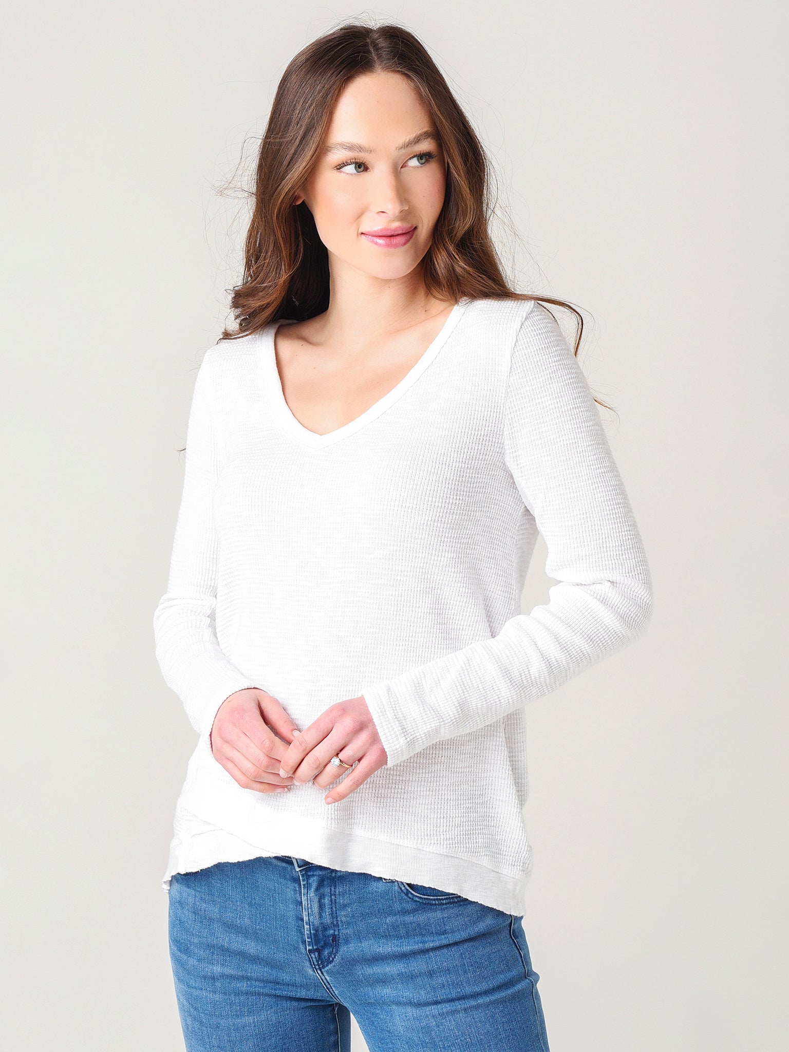 Dylan Women's Asymmetrical V-Neck Top - Saint Bernard