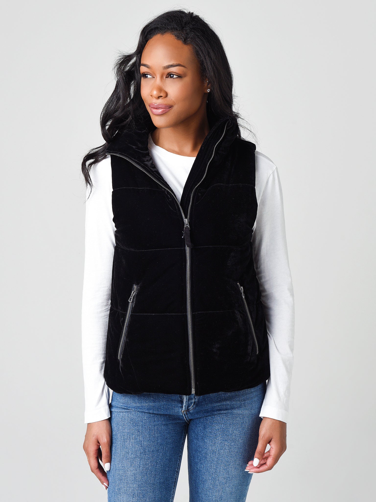 Dylan Vintage Velvet Puffer Vest - Saint Bernard