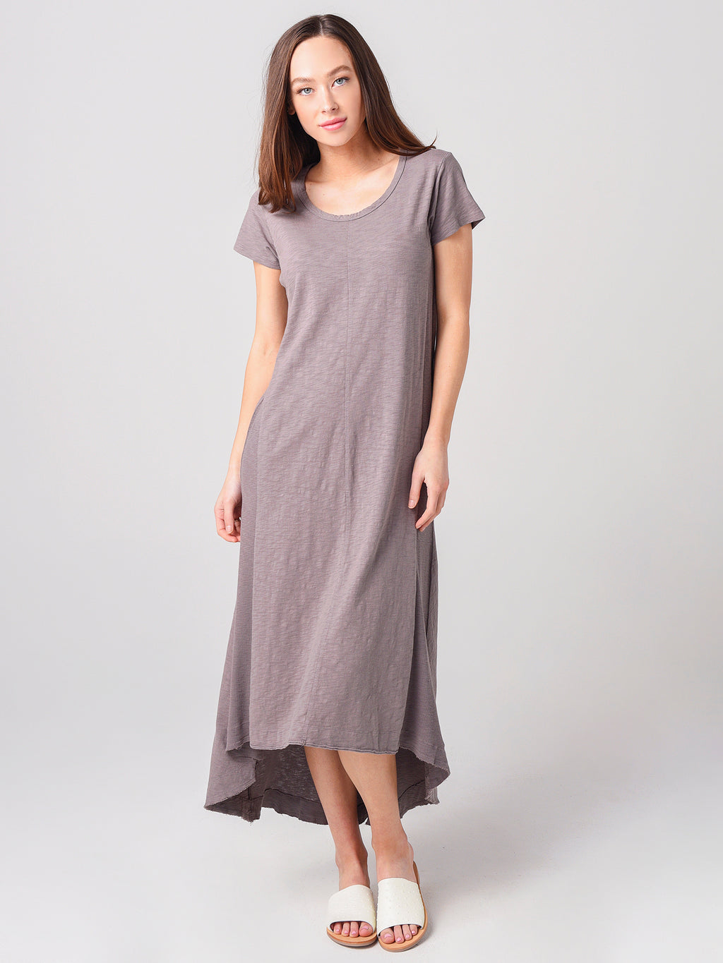 Dylan Women's Hi-Lo Short Sleeve V-Neck Dress - Saint Bernard