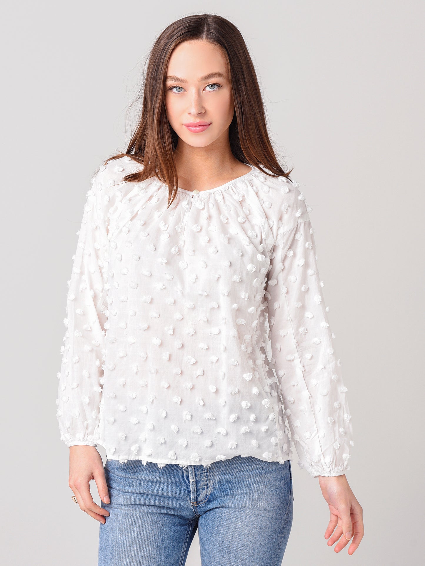 Dylan Women's Bella Blouse With Fuzzy Dots
