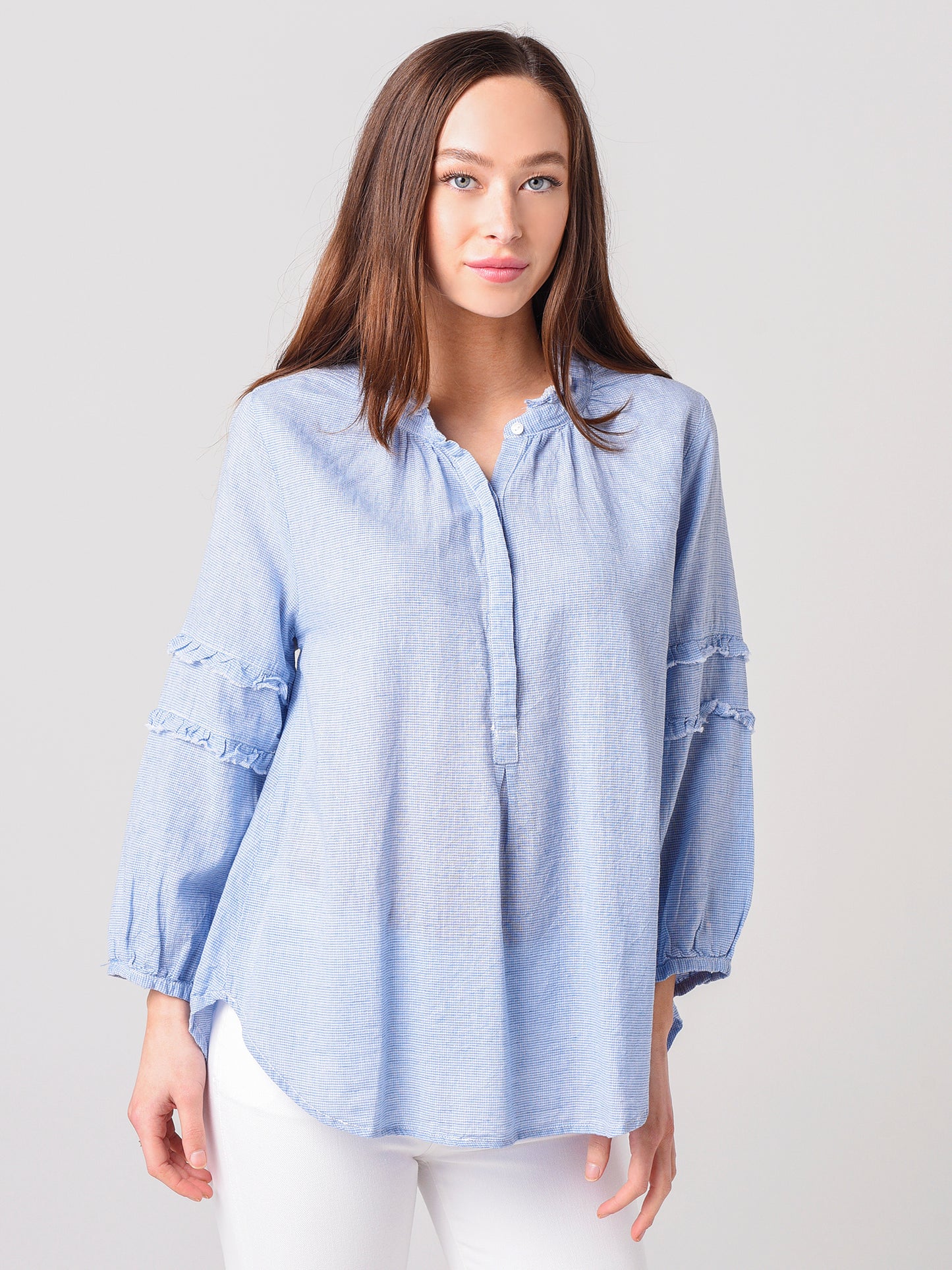 Dylan Women's Tunic With Fray Ruffles