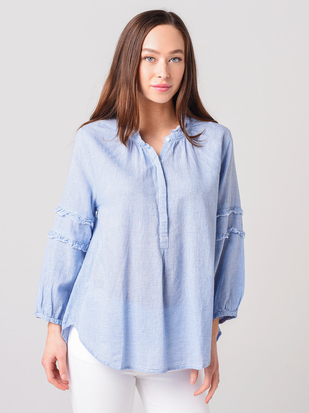 Dylan Women's Tunic With Fray Ruffles - Saint Bernard