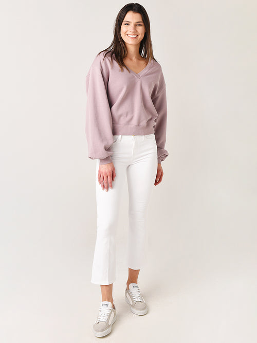 Agolde Women's V-Neck Balloon Sleeve Sweatshirt