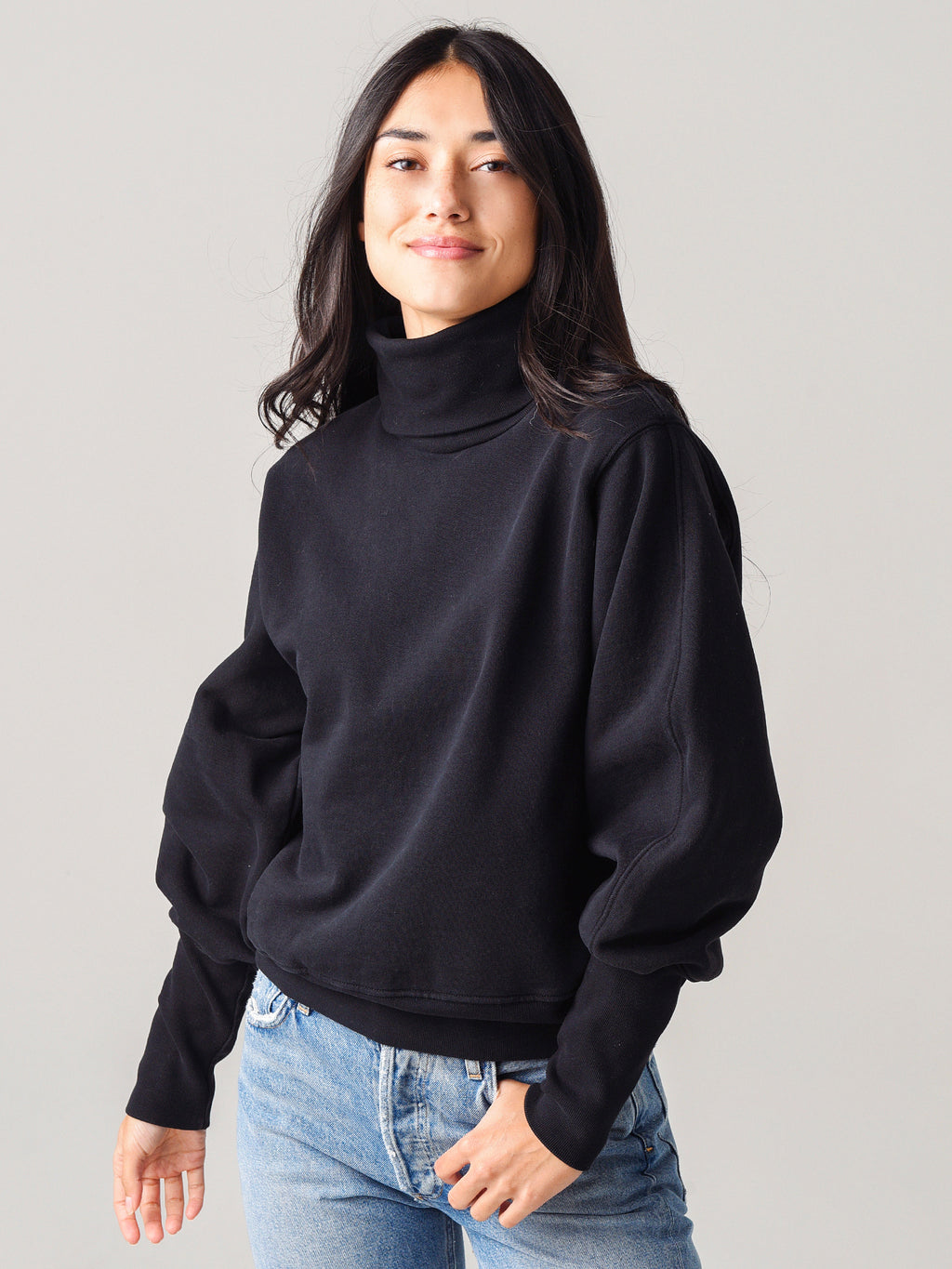 Agolde Women's Extended Rib Turtleneck Sweatshirt - Saint Bernard