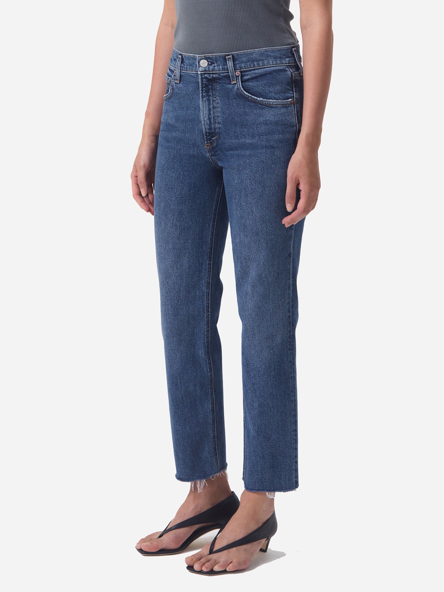 Agolde Women's Kye Mid Rise Straight Crop Jean - Saint Bernard