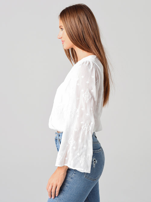 ASTR Women's Saskia Wrap Sheer Top