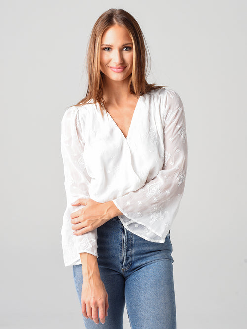 ASTR Women's Saskia Wrap Sheer Top