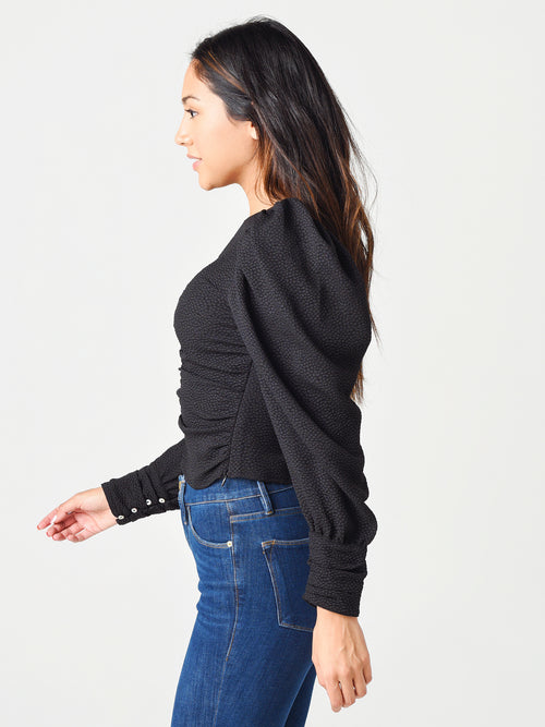 ASTR Women's Magdalene Ruched Front Long Sleeve Top