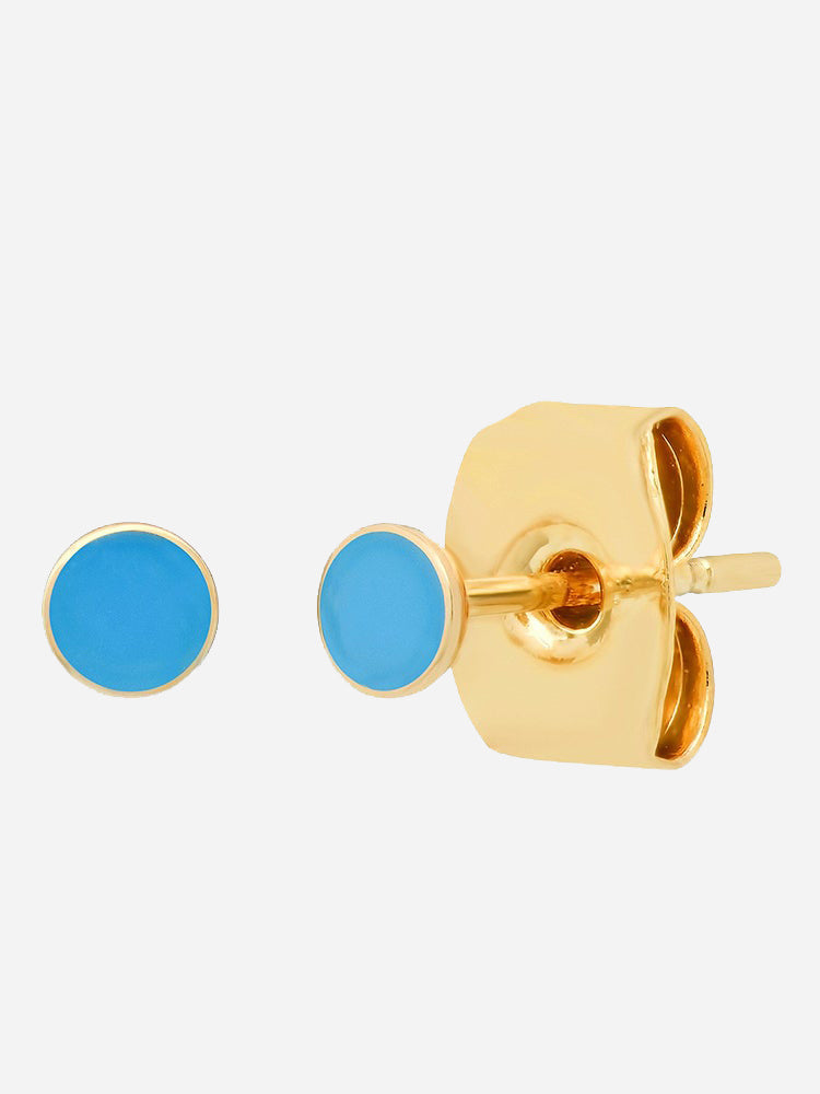 Tai Enamel Round Disc Stud Earring - Saint Bernard