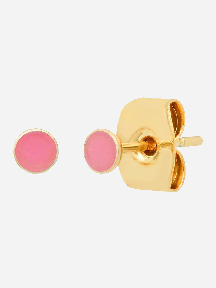 Tai Enamel Round Disc Stud Earring - Saint Bernard