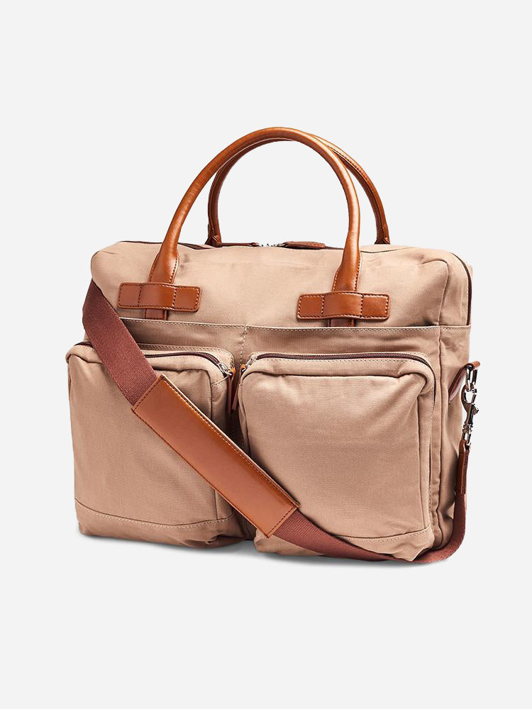 Peter Millar Crown Seal Canvas Briefcase - Saint Bernard