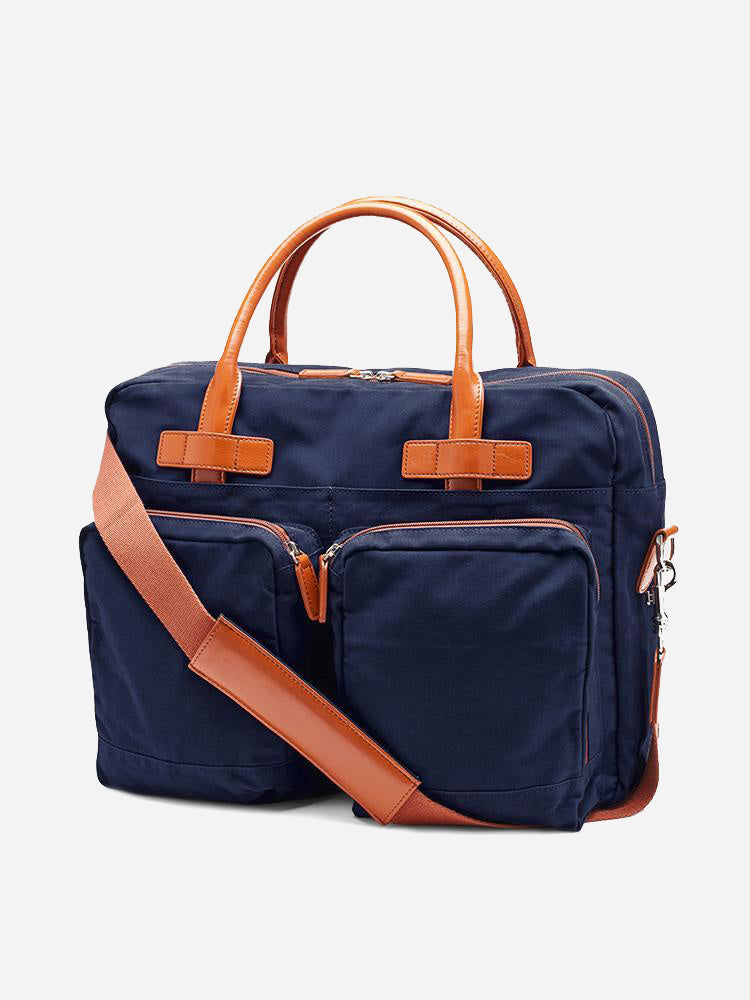Peter Millar Crown Seal Canvas Briefcase - Saint Bernard