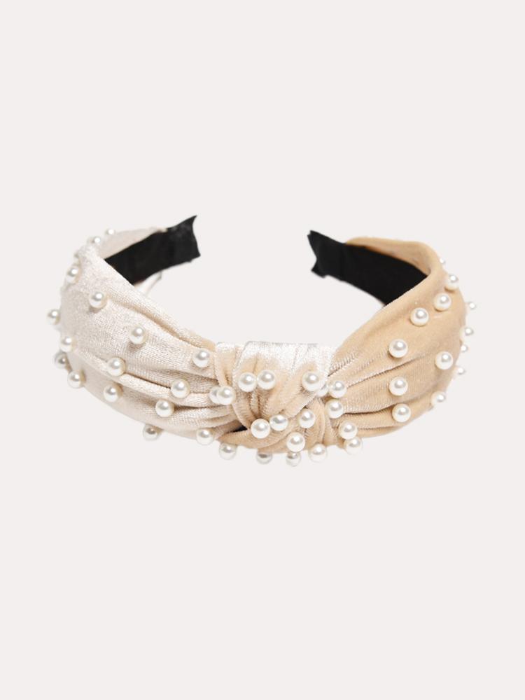 Arthur Jane Claire Velvet Pearl Top Knot Headband - Saint Bernard