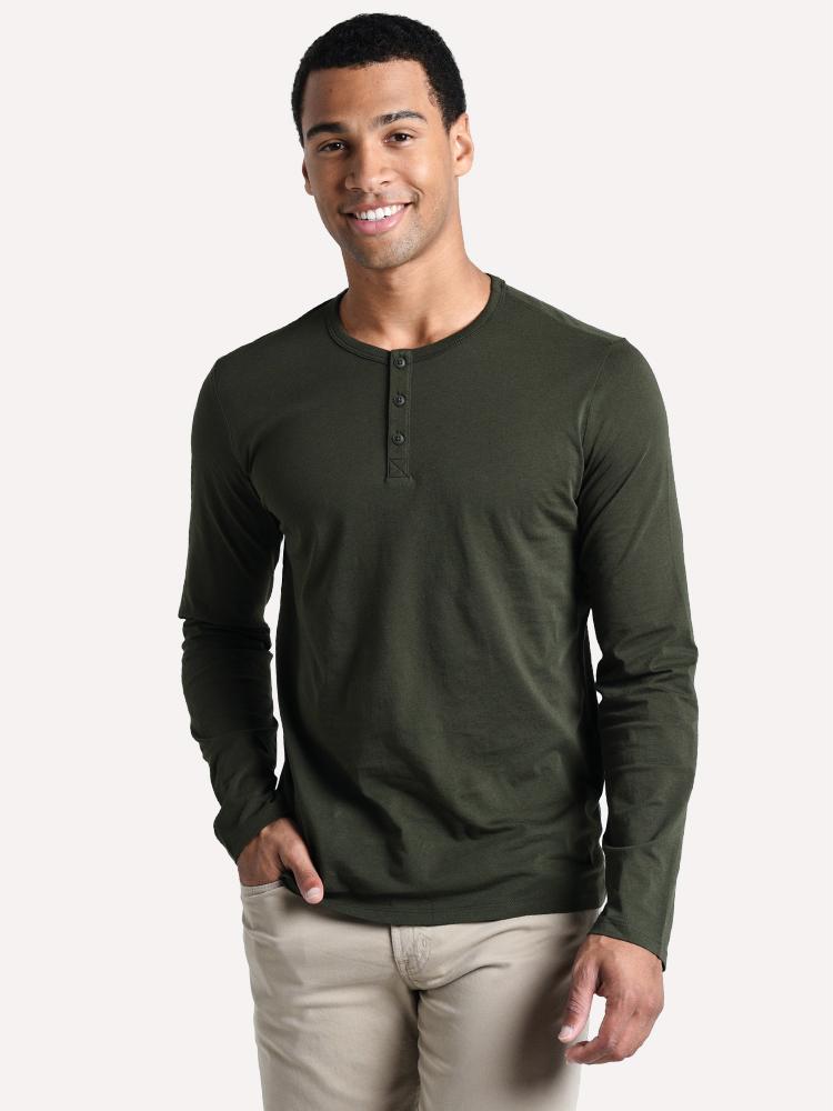 ATM Men's Classic Jersey Long Sleeve Henley - Saint Bernard