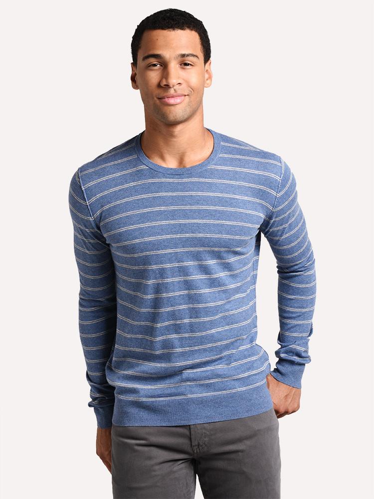 ATM Men's Cotton Blend Double Stripe Crew Neck Sweater