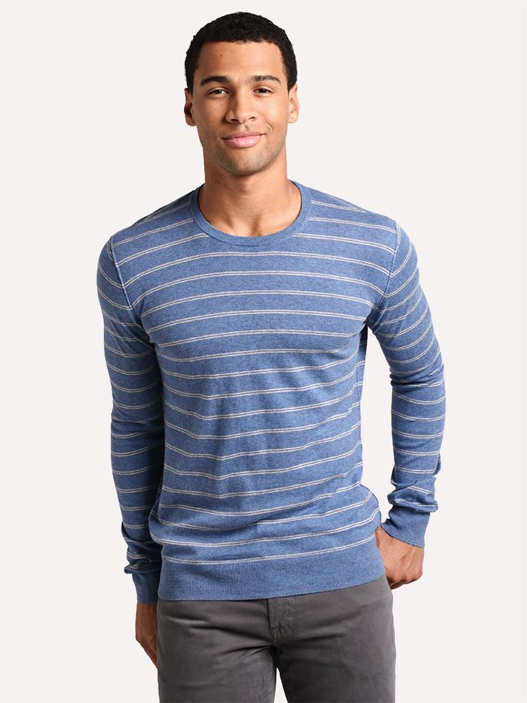 ATM Men's Cotton Blend Double Stripe Crew Neck Sweater - Saint Bernard