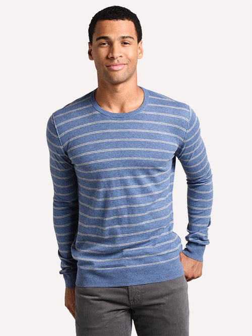 ATM Men's Cotton Blend Double Stripe Crew Neck Sweater
