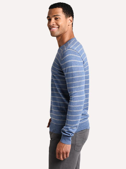 ATM Men's Cotton Blend Double Stripe Crew Neck Sweater