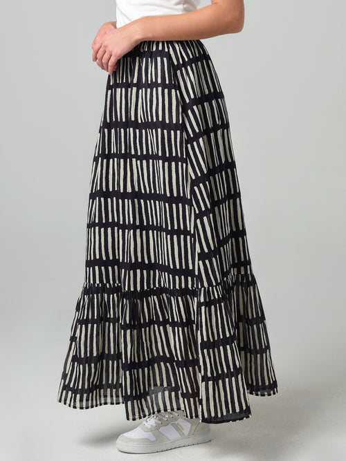 Hartford Women's Jig Flared Striped Woven Skirt