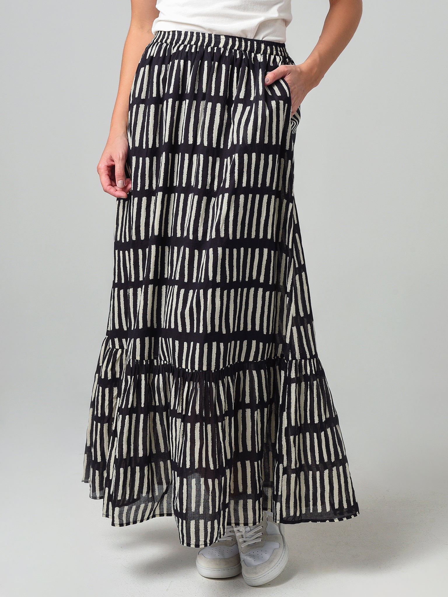 Hartford Women's Jig Flared Striped Woven Skirt - Saint Bernard