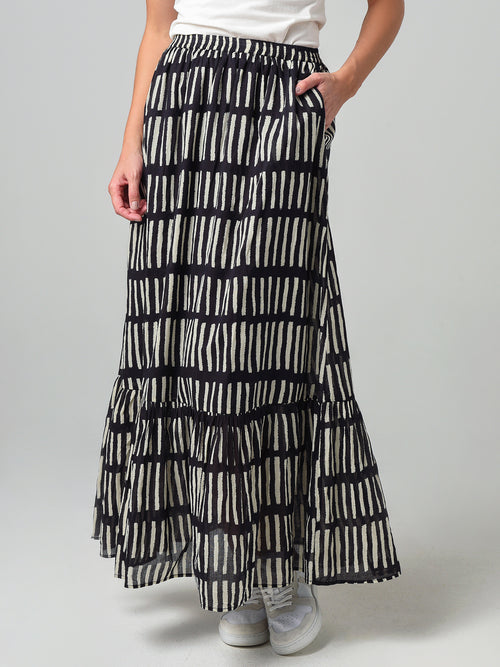 Hartford Women's Jig Flared Striped Woven Skirt