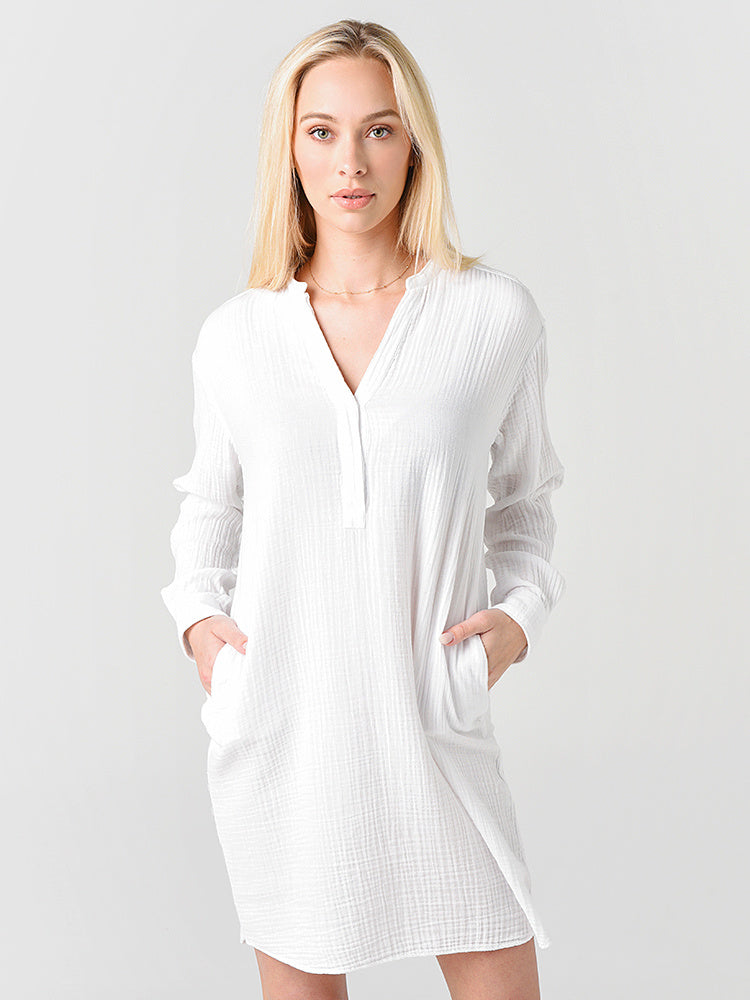 Hartford Women's Room Cotton Woven Shirt Dress - Saint Bernard