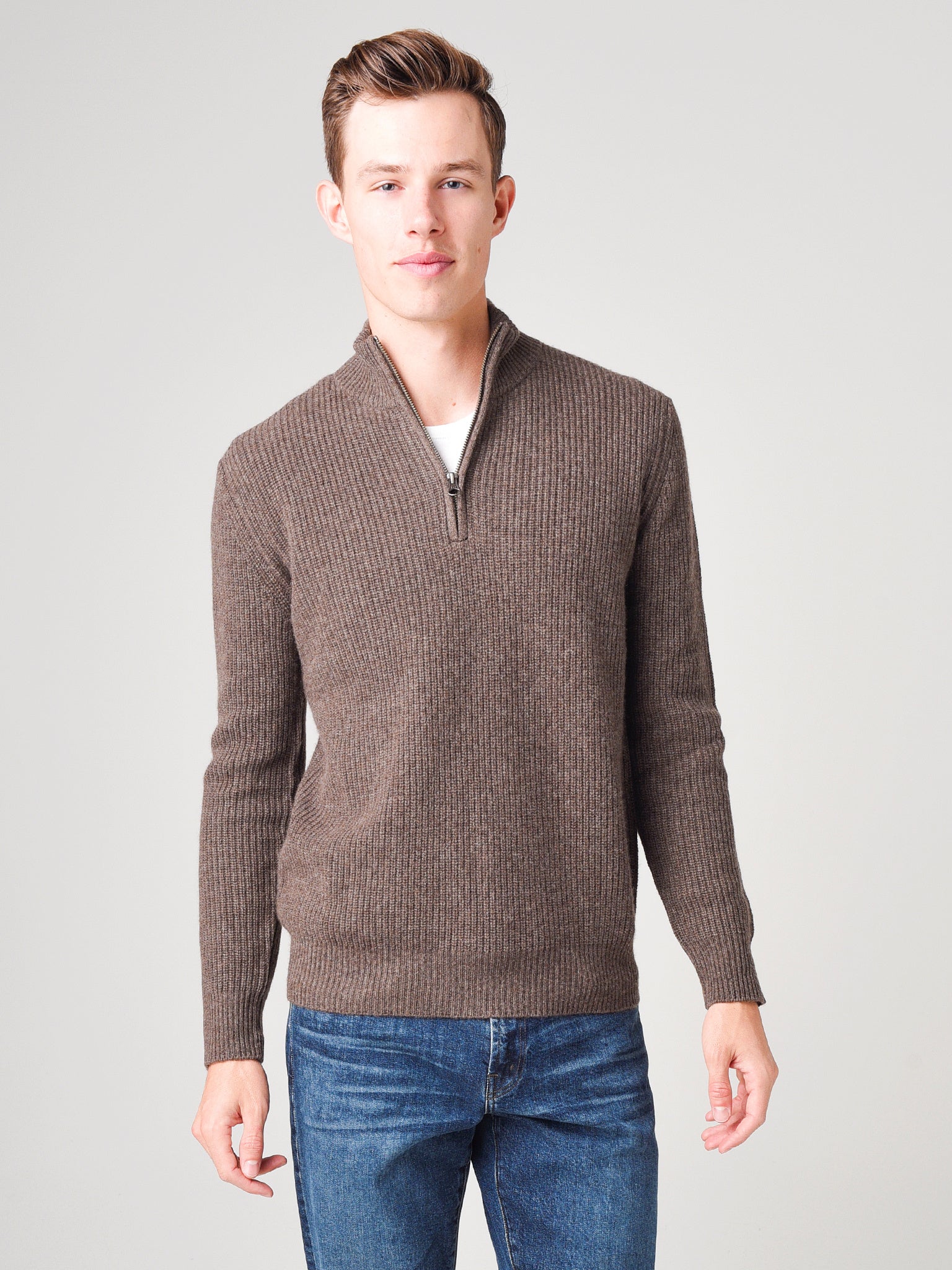 Hartford Men's Cashmere Rib Trucker Knitted Pull-Over - Saint Bernard