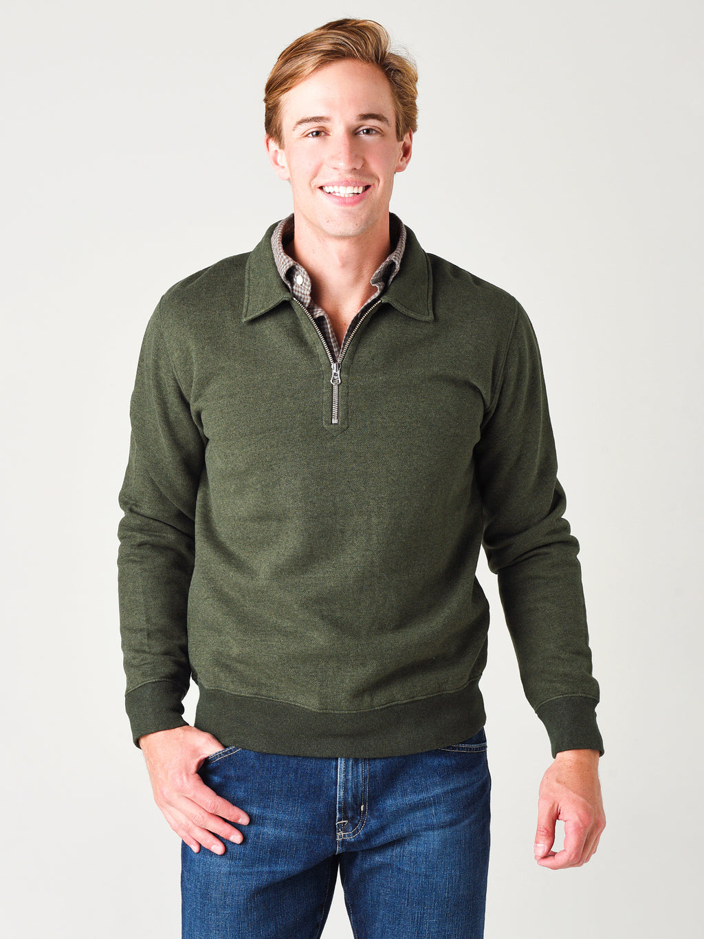 Hartford Men's Polo Zipper Knitted Sweatshirt - Saint Bernard