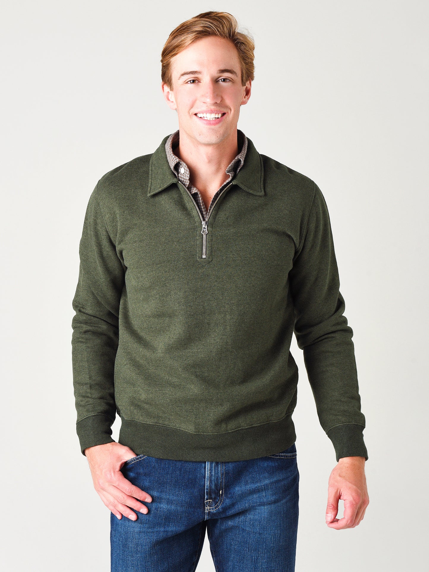 Hartford Men's Polo Zipper Knitted Sweatshirt - Saint Bernard