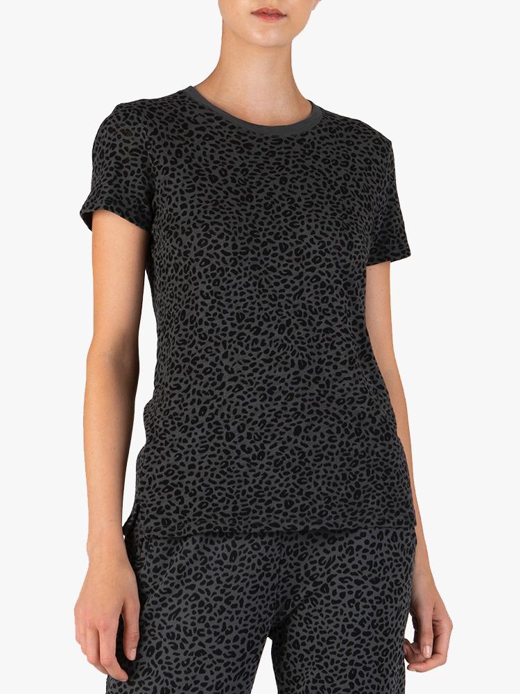 ATM Women’s Minimal Animal Print Slub Jersey Schoolboy Crew Neck Tee - Saint Bernard