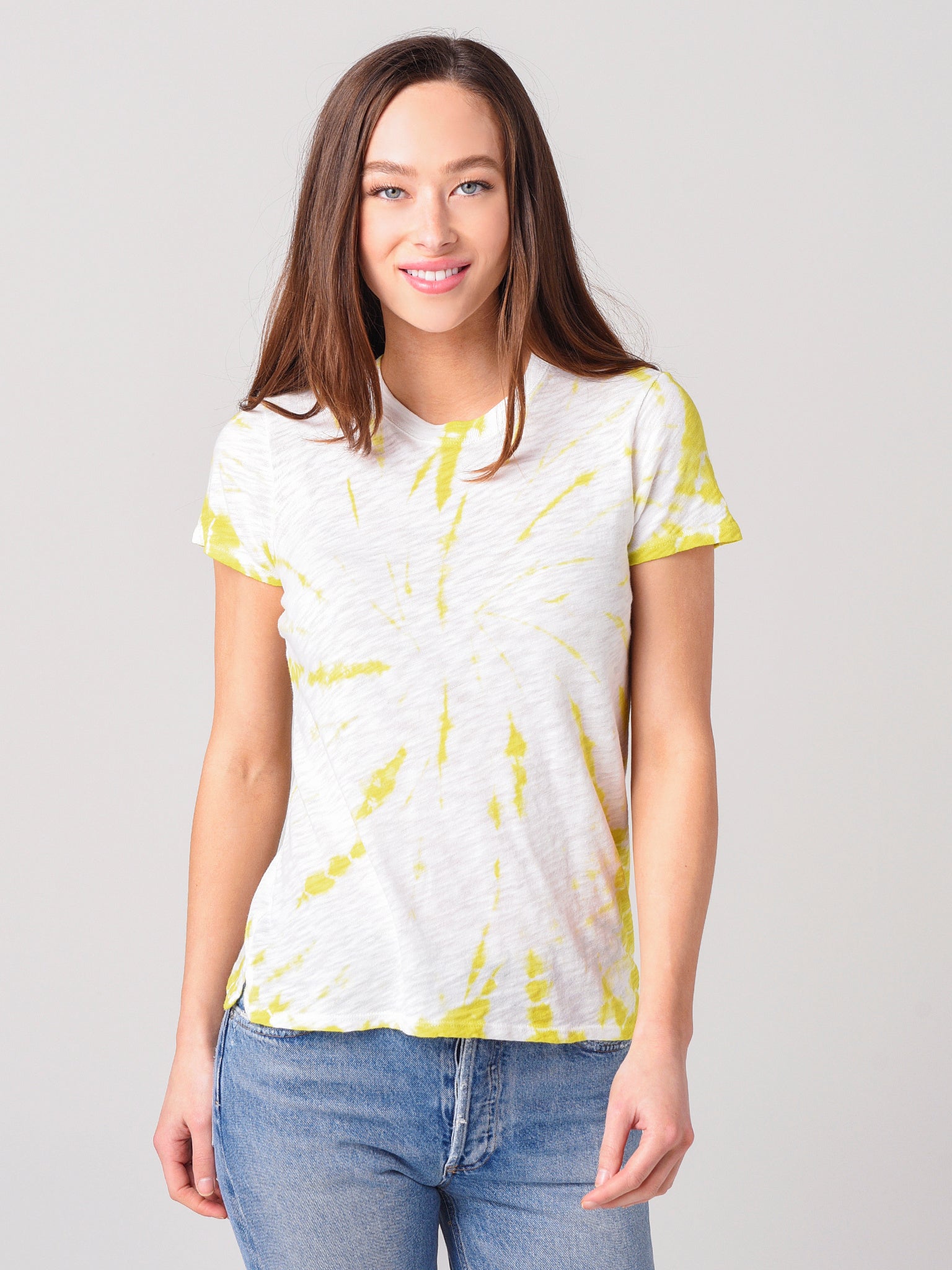 ATM Women's Slub Jersey Schoolboy Tie Dye Crew Neck Tee - Saint Bernard